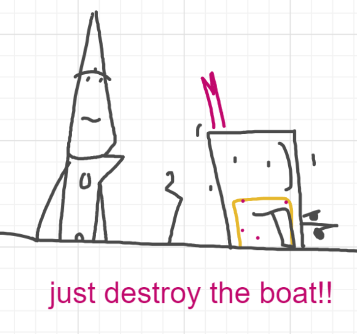 A panel from Ready Oar Knot, episode three of the Board Boards object show by Furretwalk/WalkingFurret.